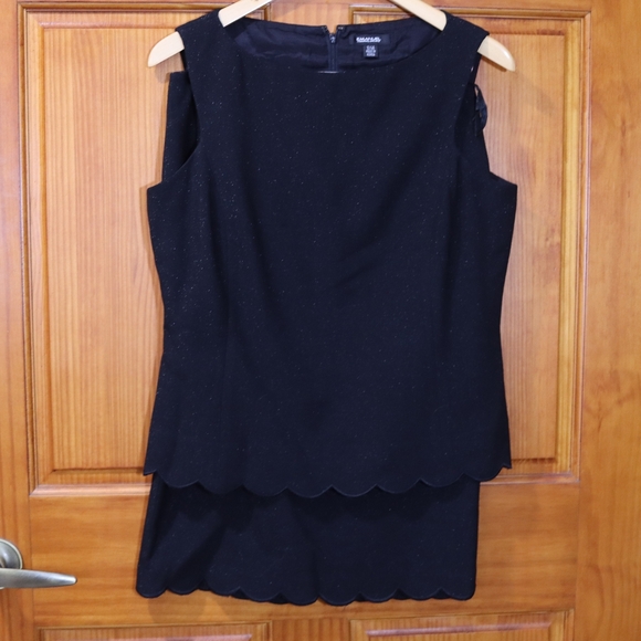 Emanuel Ungaro Vintage Scalloped Hem Sparkly Black Skirt & Shell Set 10/44 - Picture 1 of 11